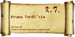 Krupa Terézia névjegykártya